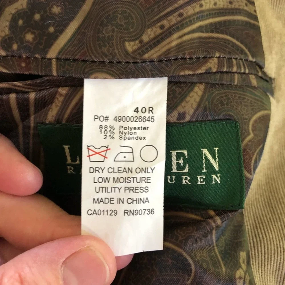 Lauren Ralph Lauren tan corduroy mens casual sport coat